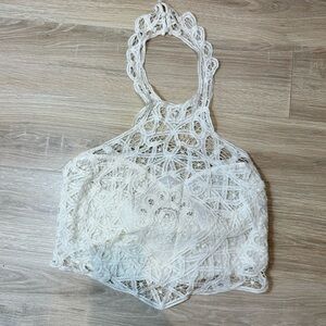 🆕 FREE PEOPLE | NWT Cream Lace Handkerchief Top Size Large